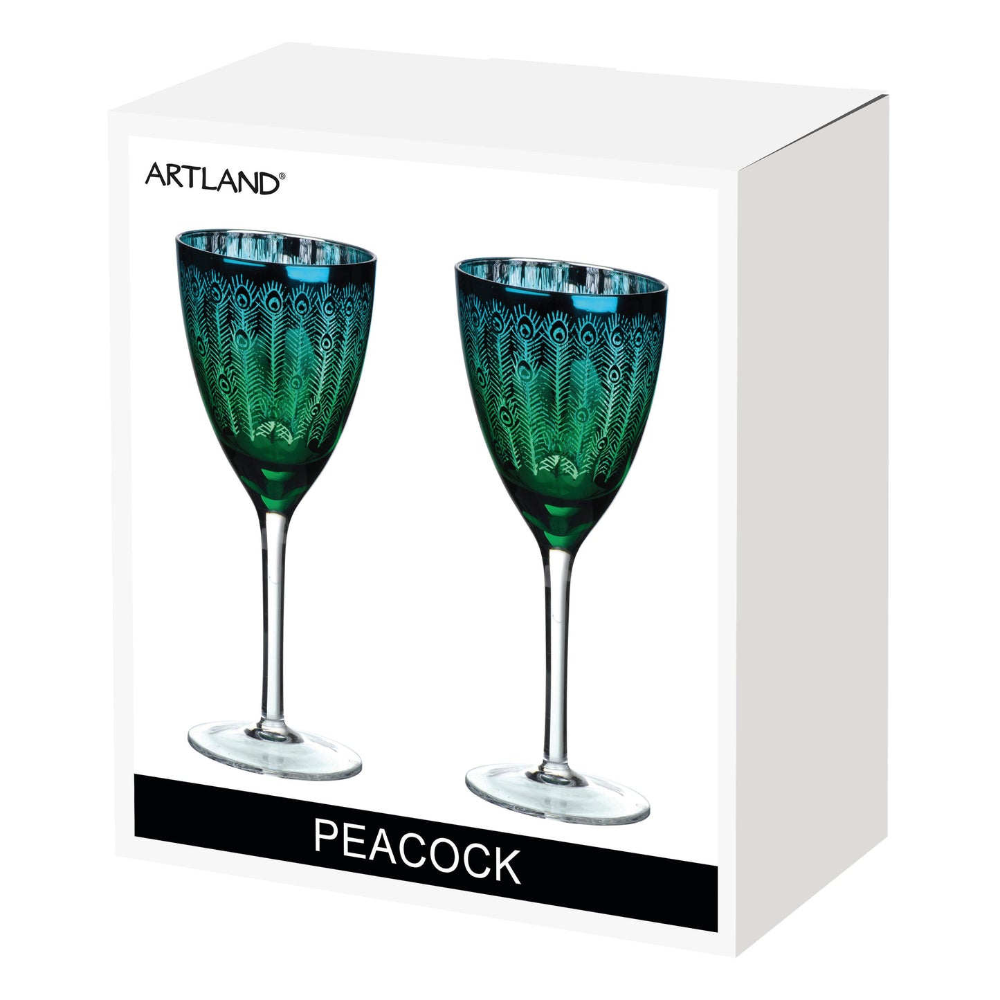 Artland Glass Peacock Wine Glass - Set of 2 Glasses