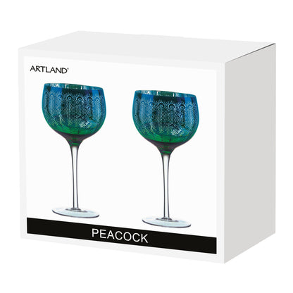 Artland Glass Peacock Gin Glass - Set of 2 Glasses