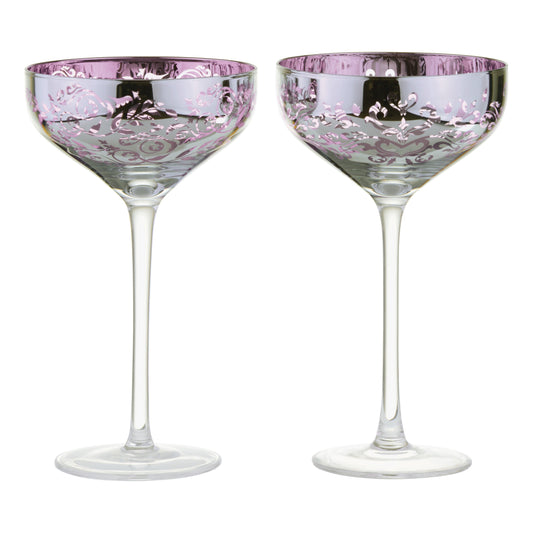 Artland Glass Set of 2 Filigree Champagne Saucers Lilac