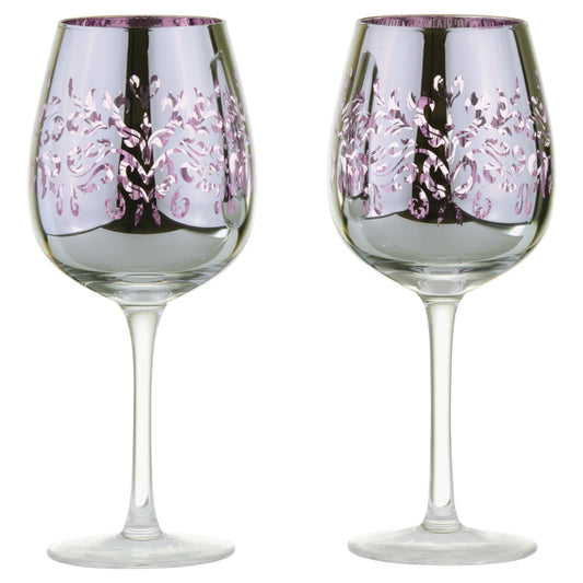 Artland Glass Set of 2 Filigree Wine Glasses Lilac