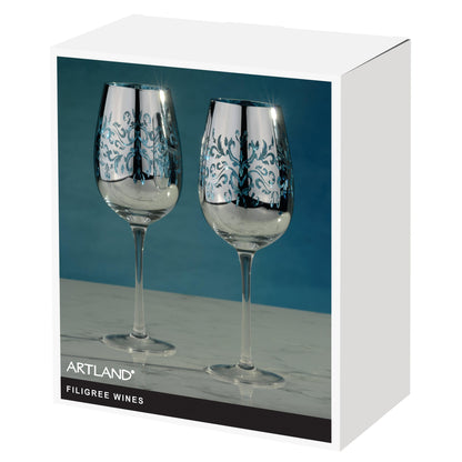 Artland Glass Set of 2 Filigree Wine Glasses Blue