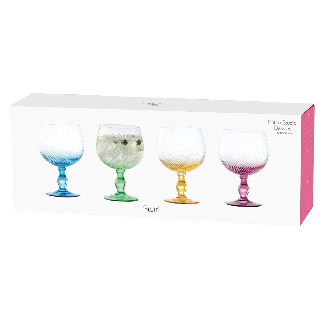 Anton Studio Glass Set of 4 Swirl Gin Glasses