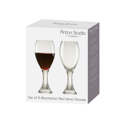 Anton Studio Glass Set of 2 Manhattan Red Wine Glasses