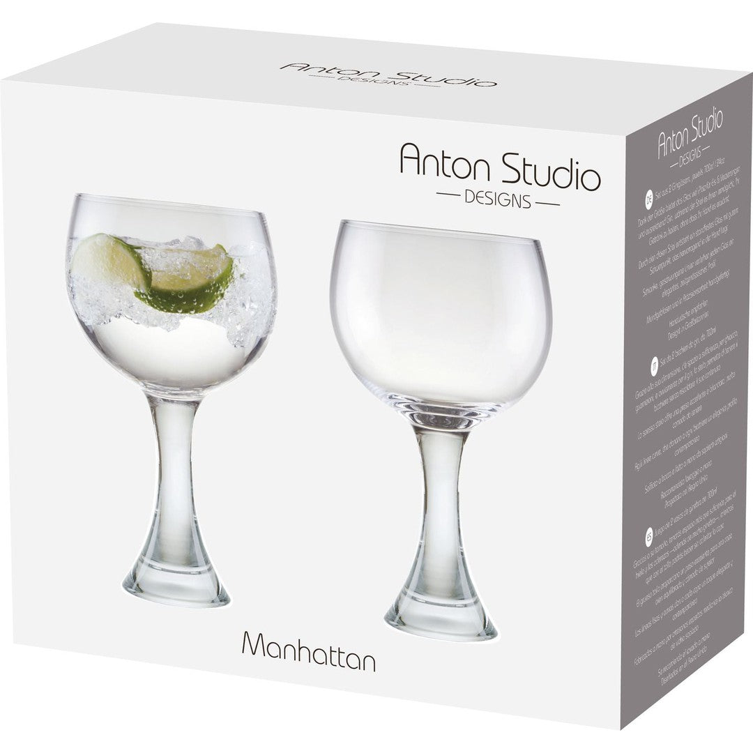 Anton Studio Glass Set of 2 Manhattan Gin Glasses