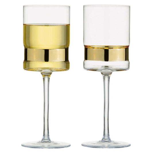 Anton Studio Glass SoHo Wine Glasses Gold - Set of 2