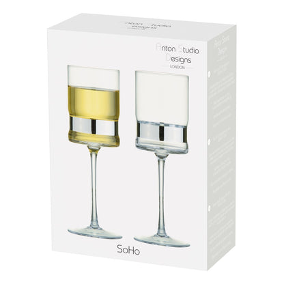 Anton Studio Glass SoHo Wine Glasses Silver - Set of 2