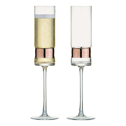 Anton Studio Glass SoHo Champagne Flutes Bronze - Set of 2 Champagne Glasses