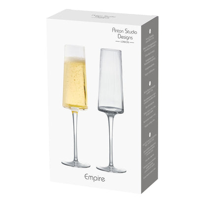 Anton Studio Glass Set of 2 Empire Champagne Flutes