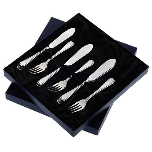 Arthur Price Bead Cutlery Set - Stainless Steel 6 Pairs of Fish Eaters