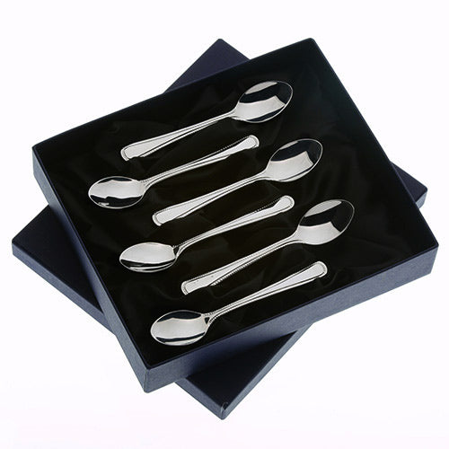 Arthur Price Bead Cutlery Set - Silver Plate Box of 6 Coffee Spoons