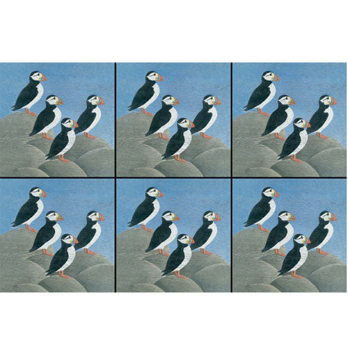 Martin Wiscombe Coasters Set of 6 Puffins