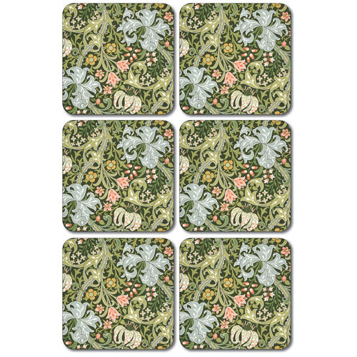 William Morris Coasters Set of 6 - Golden Lily Pattern