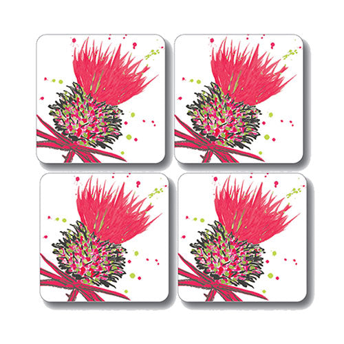 Scott Inness Coasters Set of 4 Thistle Pink