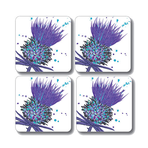 Scott Inness Coasters Set of 4 Thistle Purple