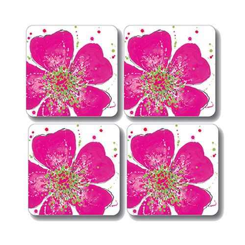 Scott Inness Coasters Set of 4 Pink Rose