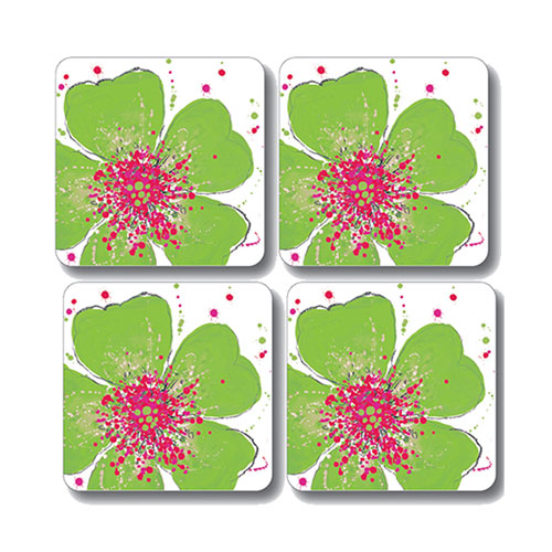 Scott Inness Coasters Set of 4 Green Rose