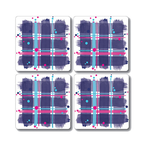 Scott Inness Coasters Set of 4 Navy Tartan