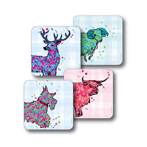 Scott Inness Coasters Set of 4 Animals Mixed