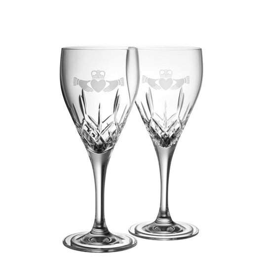 Galway Crystal Claddagh White Wine Pair