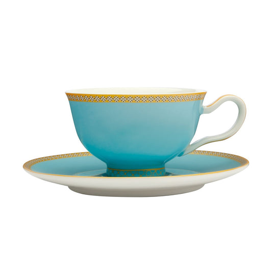 Maxwell & Williams Teas & C's Kasbah Turquoise 200ml Footed Cup and Saucer