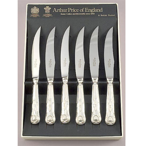 Arthur Price Kings Cutlery Set - Stainless Steel -  Box of 6 Steak Knives