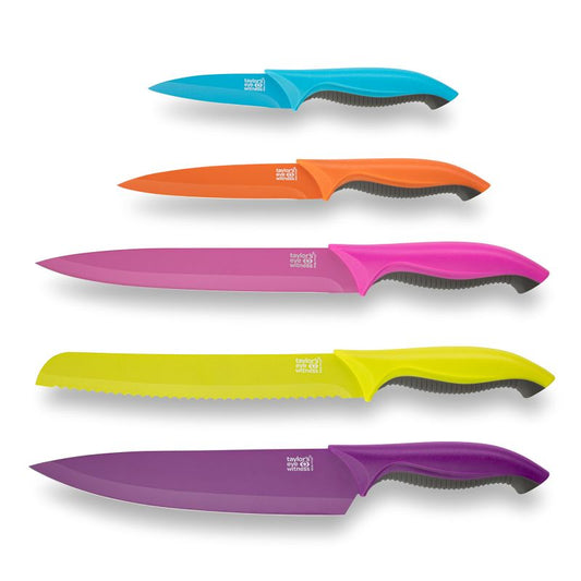 Taylors Eye Witness Non Stick 5 Piece Paring, All Purpose, Carving, Bread & 20cm Chef's Knife Set