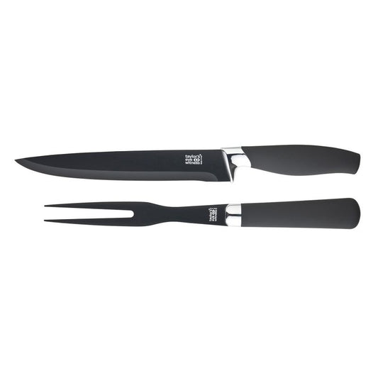 Taylors Eye Witness Brooklyn Chrome 2 Piece Ceramic-Coated Carving Knife & Fork Set