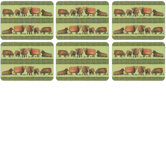 Tablemats Set of 6 Highland Cow