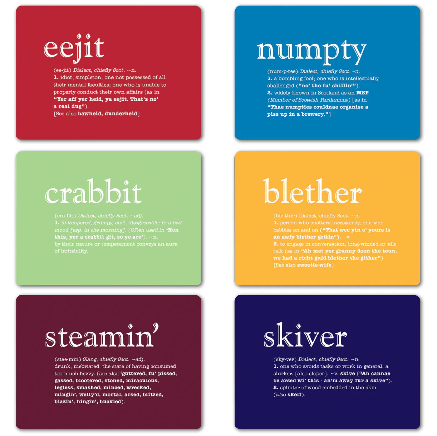 Tablemats Set of 6 Scottish Dialect