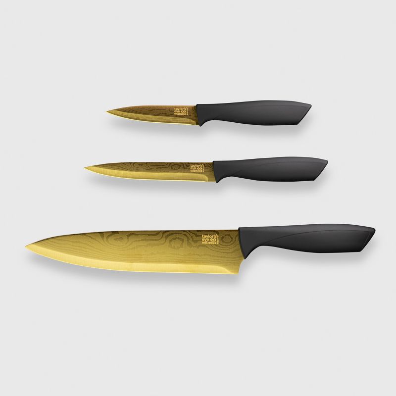 Taylors Eye Witness Damask Gold 3 Piece Paring, All Purpose & 20cm Chef's Knife Set