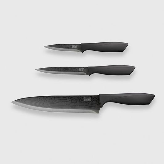 Taylors Eye Witness Damask Black Titanium 3 Piece Paring, All Purpose & 20cm Chef's Knife Set