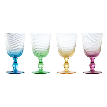 Anton Studio Glass Set of 4 Swirl Wine Glasses