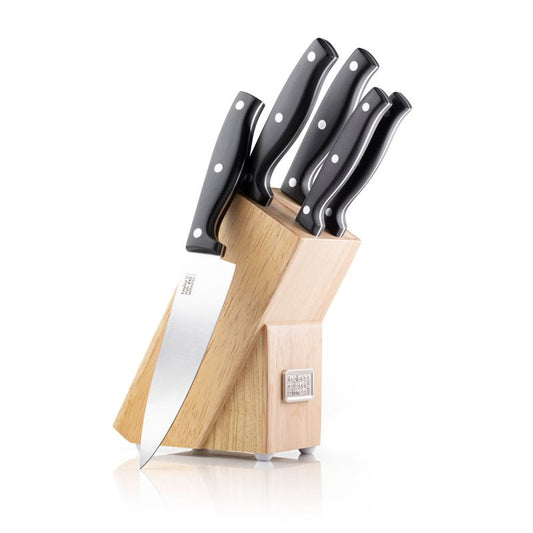 Taylors Eye Witness 5 Piece Kitchen Knife & Rubberwood Knife Block Set