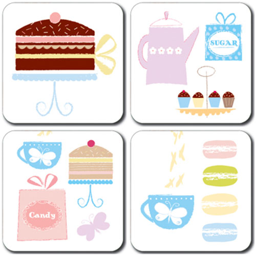 Michelle Mason Tablemats Set of 4 Tea & Cake