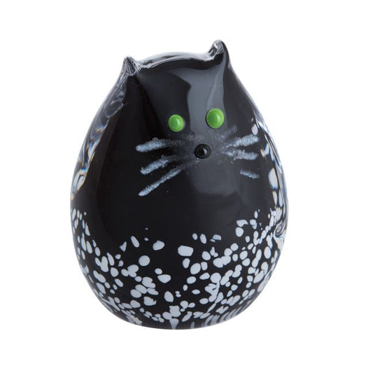 Caithness Glass Purrfect - Black & White Kitten