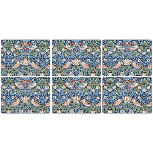 Morris and Co for Pimpernel Strawberry Thief Blue Placemats Set Of 6