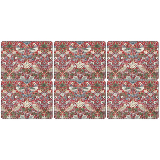 Morris and Co for Pimpernel Strawberry Thief Red Placemats Set of 6 (s)