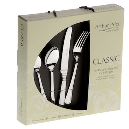 Arthur Price Classic Grecian Cutlery Set - Solid 24 Piece Box Table Set