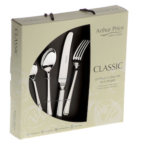 Arthur Price Classic Harley Cutlery Set - Solid 24 Piece Box Table Set