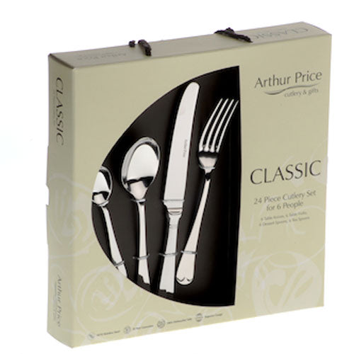 Arthur Price Classic Ratail Cutlery Set - Solid 24 Piece Box Table Set