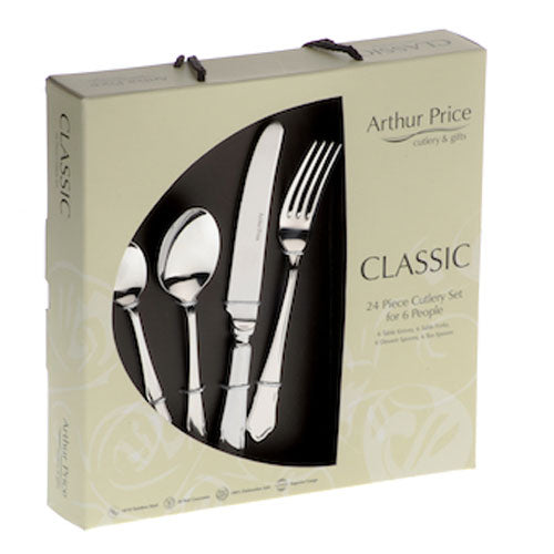 Arthur Price Classic Dubarry Cutlery Set - Solid 24 Piece Box Table Set